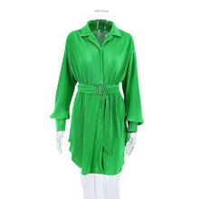 Load image into Gallery viewer, Pleated Slim Waist Long Sleeve Shirt Casual Dress

