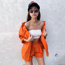Load image into Gallery viewer, Half Sleeve Wide Leg Pants Casual Shirt Shorts Two Piece Set
