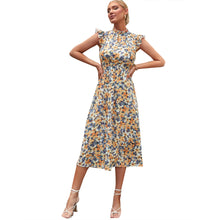 Load image into Gallery viewer, Ruffle High Waist Elegant Midi Floral Holiday Casual Dress
