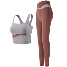 Load image into Gallery viewer, Contrast High Waist Fitness Running Wear Sports Yoga Bra Pants Two Piece Set
