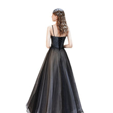 Load image into Gallery viewer, Elegant Black Annual Office Party Banquet Celebrity Pleated Simple Slim Performance Evening Dress
