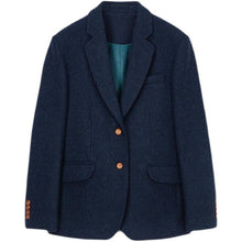 Carica l&#39;immagine nel visualizzatore di Gallery, Blazer in lana casual spesso autunno inverno blu navy da donna
