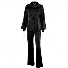 Load image into Gallery viewer, Elegant Loose Button Satin Shirt Pants Two Piece Set

