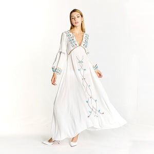 floor length long lantern sleeves ethnic dress