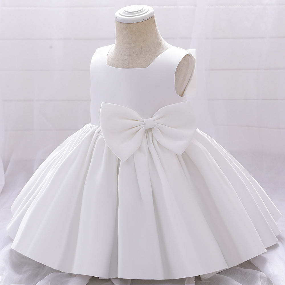 70-150cm 子供用ガウン サテン プリンセス 蝶結び パフォーマンスドレス