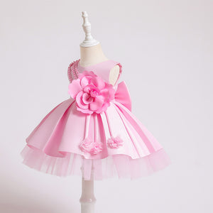 70-100cm 女児用 生後1ヶ月 1歳 誕生日パーティードレス ウェディング フラワーガールドレス プリンセス パフィー ティアードドレス