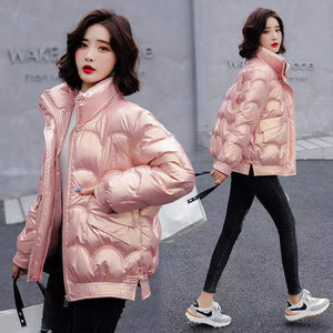 Woman Autumn Winter Wash Free Thick Short Padded Puffy Coat