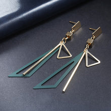 Load image into Gallery viewer, Geommetrical Triangle Elegant Colorful Stud Dangling Long Earrings
