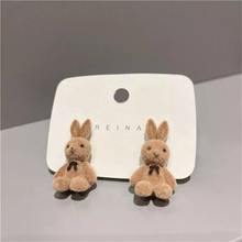 Load image into Gallery viewer, S925 Silver Needle Winter Autumn Cute Flocking Cute Animal Hare Small Stud Earrings
