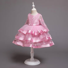 Load image into Gallery viewer, 100-150cm Kids Formal Event Princess Dresses Long Sleeve Puffy Tulle Tiered Performance Dress
