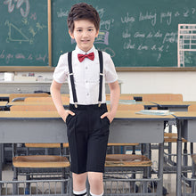 画像をギャラリービューアに読み込む, 子供の日パフォーマンススーツ ジュニア小学校制服 女の子 男の子 サスペンダー ズボン スカート セット
