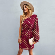 Load image into Gallery viewer, 2022 Autumn Winter Long Sleeve One Shoulder A Line Casual Dress
