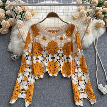 Load image into Gallery viewer, Oversized Crochet Long Sleeve Knit Top
