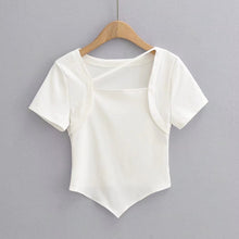 画像をギャラリービューアに読み込む, 5色展開スクエアネックアシンメトリー半袖Tシャツ
