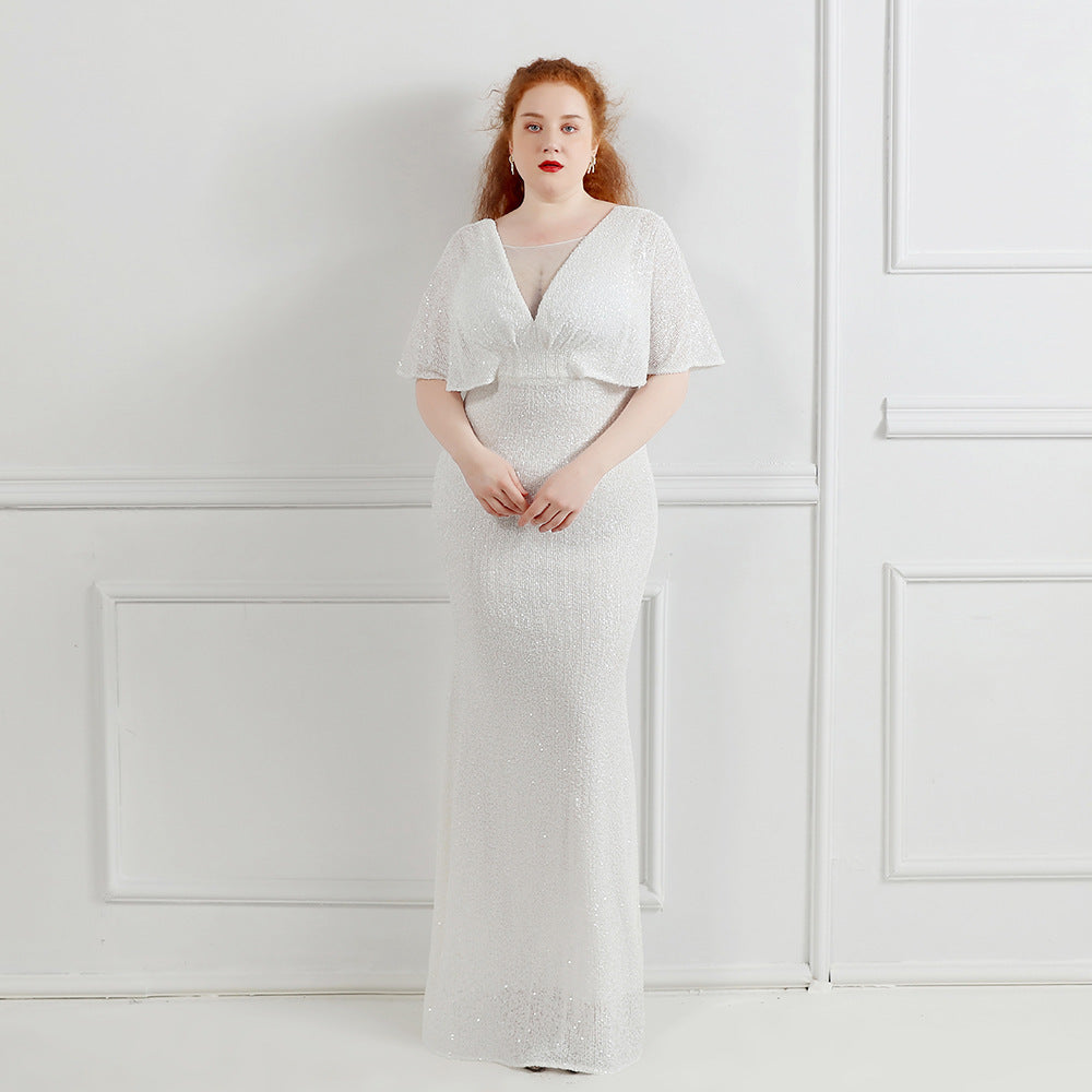 XXXL/XXXXL ロング スパンコール スーパープラスサイズ パフォーマンス バンケット イブニング ドレス