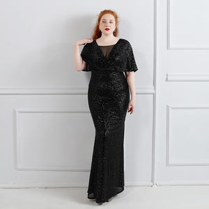 XXXL/XXXXL ロング スパンコール スーパープラスサイズ パフォーマンス バンケット イブニング ドレス