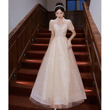 Load image into Gallery viewer, Champagne Birthday Party Engagement Performance Tulle Puffy Evening Dress
