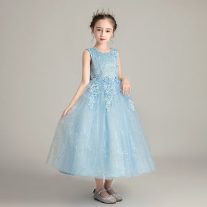 女の子用プリンセスドレス ロングウェディングフラワーガールドレス 3～12歳 ジュニアファンシードレス