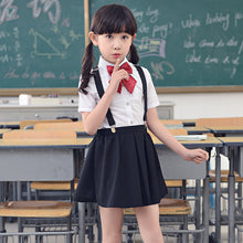 画像をギャラリービューアに読み込む, 子供の日パフォーマンススーツ ジュニア小学校制服 女の子 男の子 サスペンダー ズボン スカート セット
