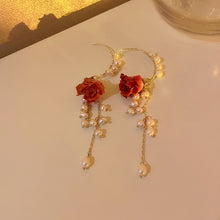 Load image into Gallery viewer, Flower Pearl Bracelet Tassel Earrings Necklace Sweet Fashion Elegant Jewelry Set 3-pcs Set
