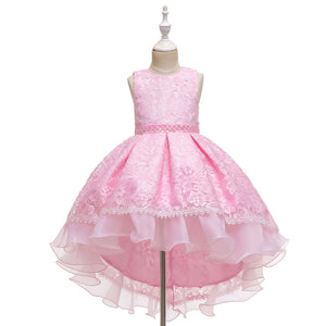 120-170cm Kids Junior Princess Train Lace Performance Dress