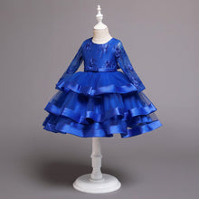 Load image into Gallery viewer, 100-150cm Kids Formal Event Princess Dresses Long Sleeve Puffy Tulle Tiered Performance Dress
