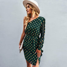Load image into Gallery viewer, 2022 Autumn Winter Long Sleeve One Shoulder A Line Casual Dress
