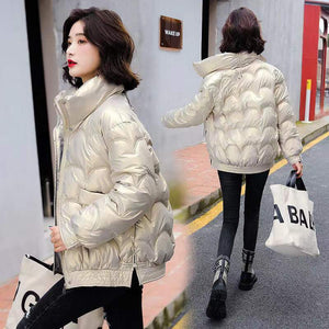 Woman Autumn Winter Wash Free Thick Short Padded Puffy Coat