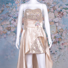 Load image into Gallery viewer, High Low Hem Asymmetrical Banquet Performance Sequin Thick Satin Evening Dress
