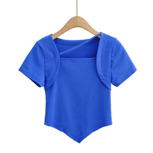 Load image into Gallery viewer, Five Colorway Square Neck Asymmetrical Short Sleeve T Shirt
