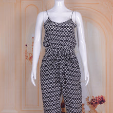 Load image into Gallery viewer, Spaghetti Strap Playsuit Pure Real Silk Printed Jumpsuit Beachwear with Sashes
