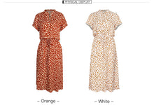 Laden Sie das Bild in den Galerie-Viewer, Summer Short Sleeve Polka Dot Leopard Print Dress
