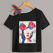 Laden Sie das Bild in den Galerie-Viewer, Trendy printed round neck short sleeve women cotton T-shirt lady summer tops
