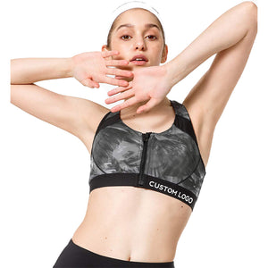 US/EU Size Stretch High Impact Yoga Bra Full Cover High Neck Fitness Women Sports Bra