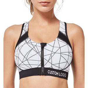 US/EU Size Stretch High Impact Yoga Bra Full Cover High Neck Fitness Women Sports Bra