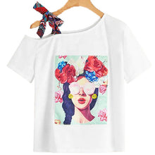 Laden Sie das Bild in den Galerie-Viewer, Trendy printed round neck short sleeve women cotton T-shirt lady summer tops
