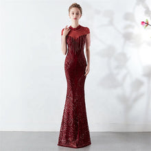 Load image into Gallery viewer, New spring summer hand-made beads decoration round neck elegant banquet noble dress women evening party dresses
