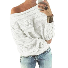 Laden Sie das Bild in den Galerie-Viewer, Pullover women sweaters new winter fashion slash neck cable knit sweater
