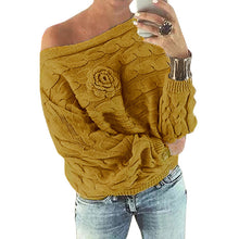 Laden Sie das Bild in den Galerie-Viewer, Pullover women sweaters new winter fashion slash neck cable knit sweater
