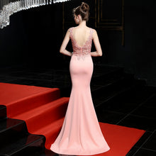 Load image into Gallery viewer, solid hand-made beaded clothing long banquet applique mermaid bride evening dress for wedding
