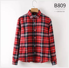 Load image into Gallery viewer, women cheap factory hot sales basic clothes instock brushed plaid flannel shirt
