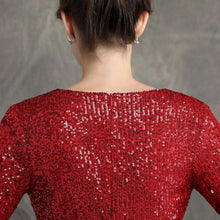 Laden Sie das Bild in den Galerie-Viewer, long sleeve sequin short ruffle bodycon Evening Dress
