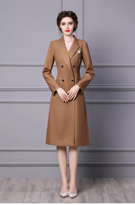2022 New Design Autumn Winter Slim Wool Midi Blazer Formal Dress