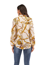 Laden Sie das Bild in den Galerie-Viewer, Women clothing manufacturer small orders wholesale ladies bow neck flare long sleeve african chain print blouse
