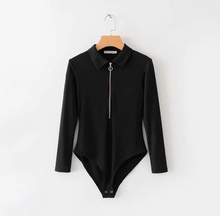 Laden Sie das Bild in den Galerie-Viewer, Trendy women clothing zipper thong bodysuit sexy custom winter long sleeve bodysuits for women
