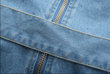 Load image into Gallery viewer, Strapless mermaid belted denim dress
