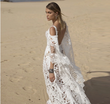 Load image into Gallery viewer, Summer White Rayon Loose Sexy Off Shoulder Beach Cover Up Dress Boho Long Strapless Maxi Dress
