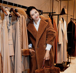 女性用ロングフェイクファー暖かいオーバーコート