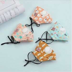 JAC-1 PM2.5 Anti-dust Washable Cute Cartoon Print 100% Nature Cotton Face Mask For Child Kids With Breath Valve