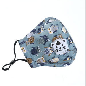 JAC-1 PM2.5 Anti-dust Washable Cute Cartoon Print 100% Nature Cotton Face Mask For Child Kids With Breath Valve